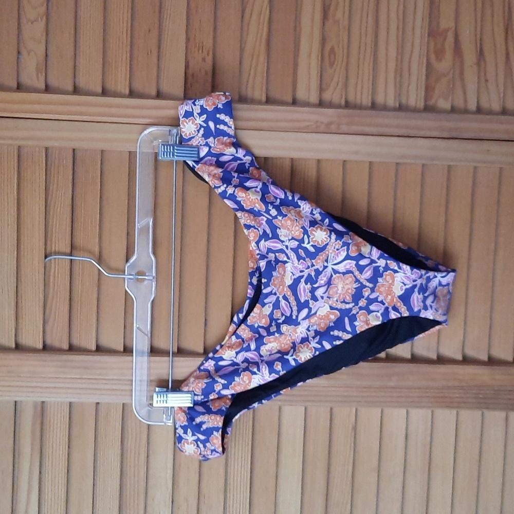 J. Crew NWT Re-imagined Navy Orange Pink Floral Print High Cut Bikini Bottom 2X